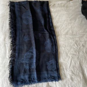 Black and blue Kenzo tiger motif scarf